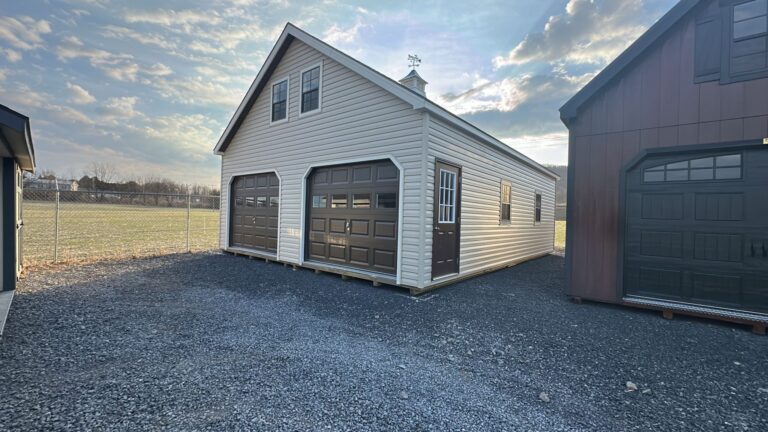 24×36 Vinyl A-Frame 2 Story Double Wide Garage