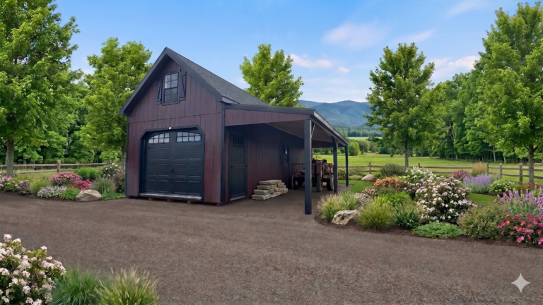 14’ x 28’ Painted New England Cape Two Story A-Frame Garage